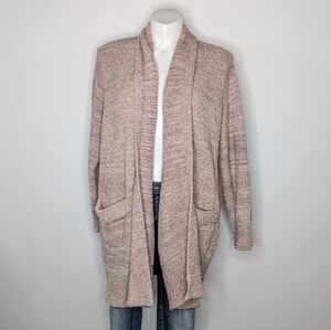Barefoot Dreams Cozychic pink mid length open cardigan 1X
